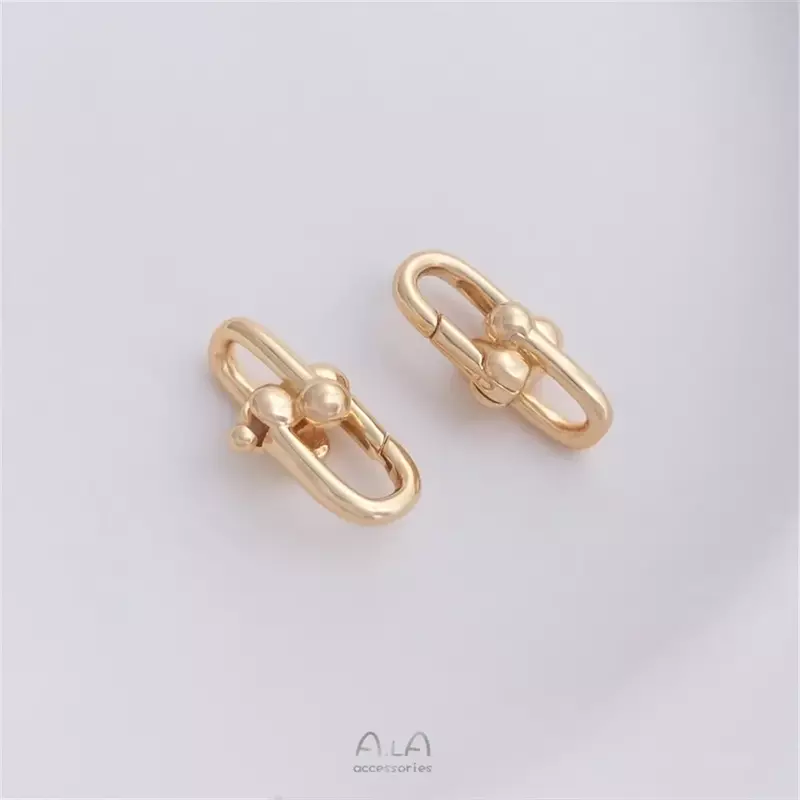 14K Gold Wrapped U-shaped Spring Buckle Accessory DIY Bracelet Necklace U-shaped Chain Closure Connection Buckle Earring Pendant