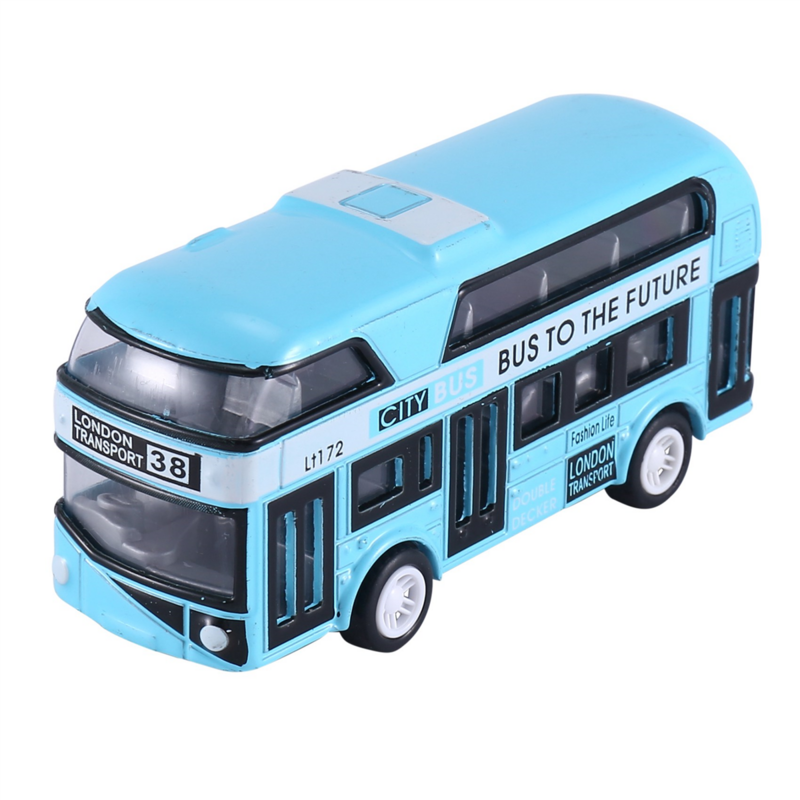 Double-Decker Bus London desain Bus mainan mobil wisata Bus kendaraan transportasi perkotaan kendaraan komuter, biru