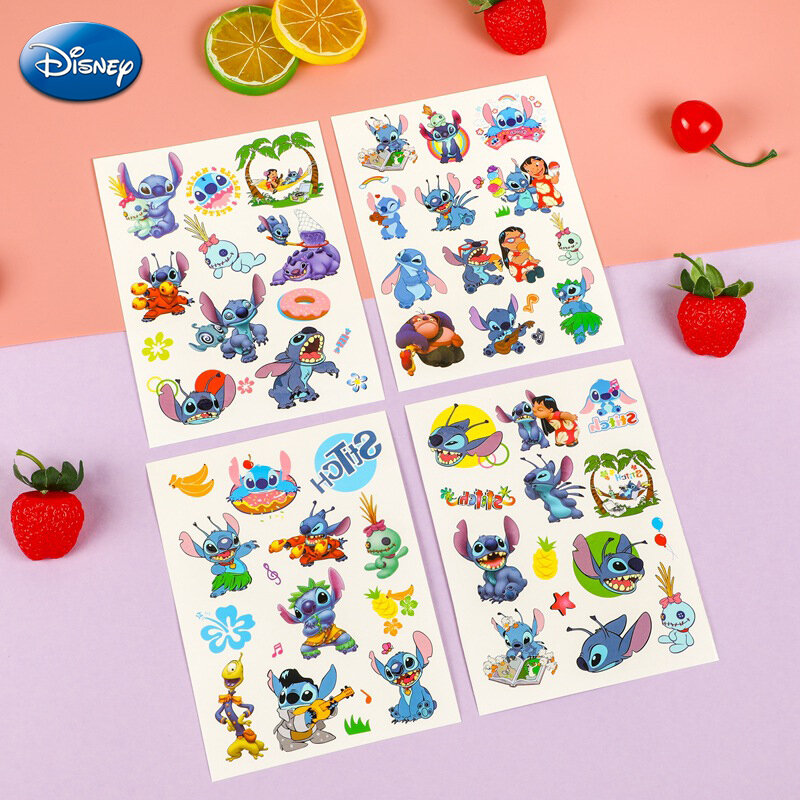 Pegatinas de tatuaje de Lilo Stitch para niños, figura de dibujos animados, muñecas de Stitch Kawaii, juguetes de PVC, pegatinas de figura de acción para niños
