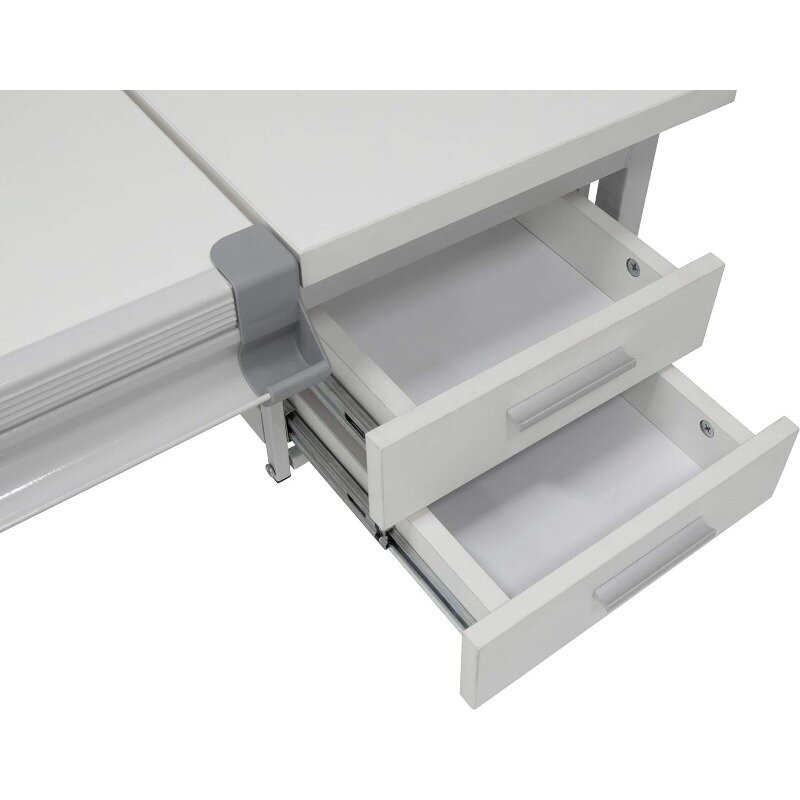 Desain Studio Graphix II Pro garis terpisah tinggi atas rancangan dapat diatur, Meja gambar dengan bagian atas miring 39.5 "X 30", putih