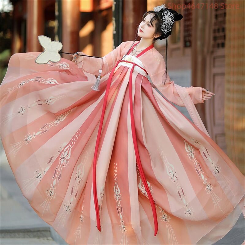 ชุด Hanfu ชุดฮั่นฝูผู้หญิงจีนดั้งเดิมชุดชุดคอสเพลย์ผู้หญิงฮาโลวีนชุดสีเขียว Hanfu โบราณสำหรับผู้หญิง