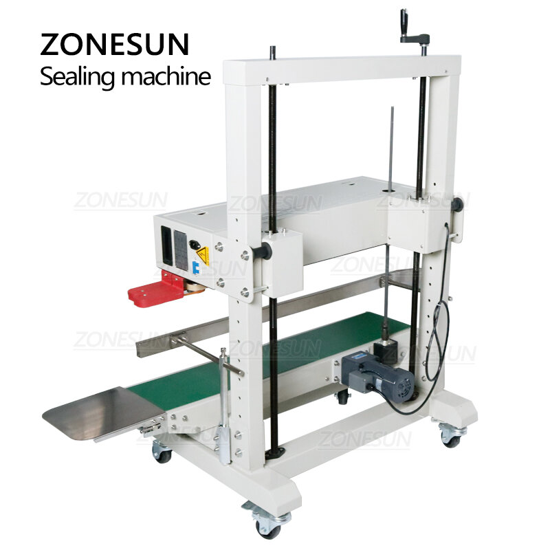 ZONESUN Automatic Continuous Vertical Type Sealing Machine Big Plastic PE Film Bag Sealer for Dog Food Doll