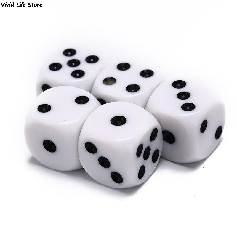 Dados acrílicos redondos e brancos, 10mm/16mm, hexaedro, para o clube, partido, tabela, jogando jogos, rpg, grupo de 5 ou 6 porções