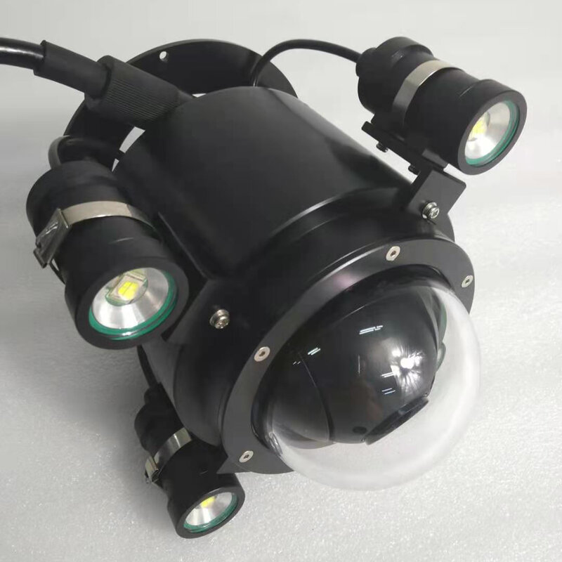 Kualitas tinggi HARGA TERBAIK dengan Gimbal dan 4 lampu kamera jaringan kamera bawah air untuk pertanian ikan
