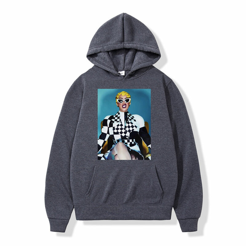 Gorący raper Cardi B graficzna bluza z kapturem mężczyźni kobiety Y2k estetyka swetry oversize jesień zima moda Hip Hop bluzy z kapturem