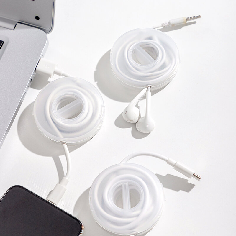 Fancym 1 Buah Organiser Kabel Headphone Portabel Mini untuk Aksesori Meja Penyimpanan Perjalanan Organisasi Desktop