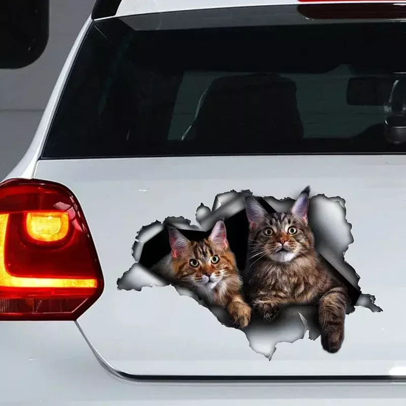 Naklejka na samochód śliczne koty samoprzylepna naklejka wodoodporna Auto dekory na tylnej szybie zderzaka