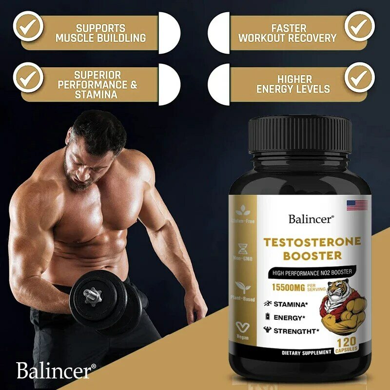 Testosterone Booster-เพิ่มขนาด, ความยาว, การแข็งตัว, พลังงานธรรมชาติและความอดทน, การเติบโตของกล้ามเนื้อ