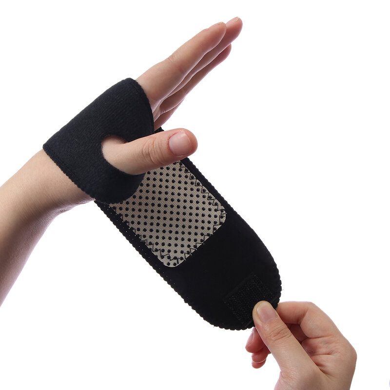 1 pasang penopang pergelangan tangan penghangat sendiri turmalin olahraga sabuk pergelangan tangan bantalan Terapi magnetik inframerah jauh bantalan nyeri Arthritis