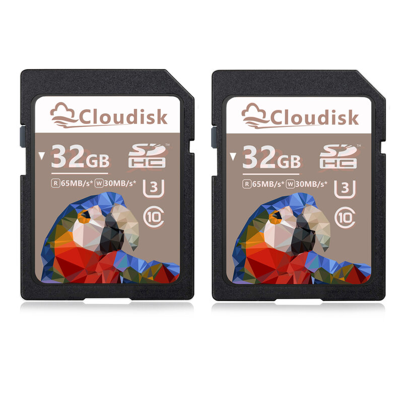 Clouddisk SD 2Pack 16GB 32GB SDHC C10 64GB 128GB SDXC U3 V30 UHS-I SD karta pamięci Flash 4GB do kamery samochodowej DV SLR