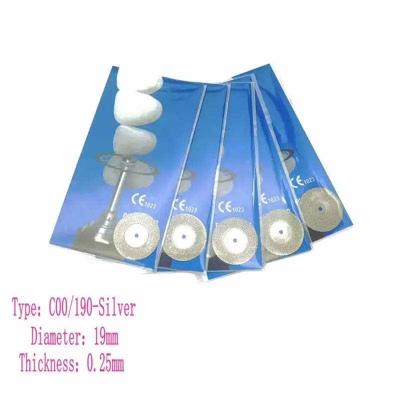 5 pezzi dischi diamantati dentali disco da taglio a grana bifacciale spessore strumento laboratorio odontotecnico C19/220