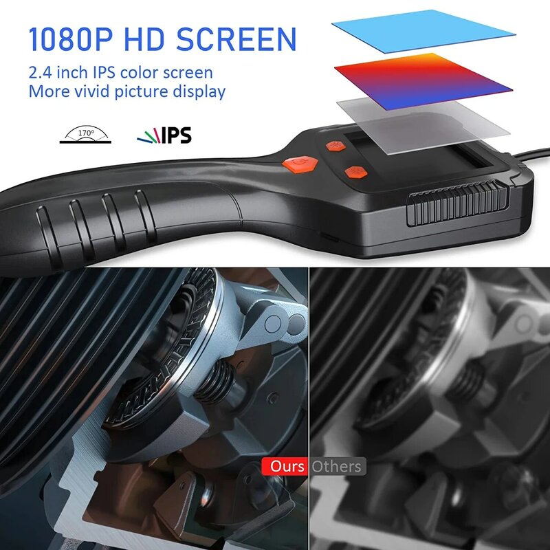 FOVOW 산업용 내시경 카메라, HD1080P 파이프 하수도 검사 보어스코프, IP68 방수 LED, 2600mAh