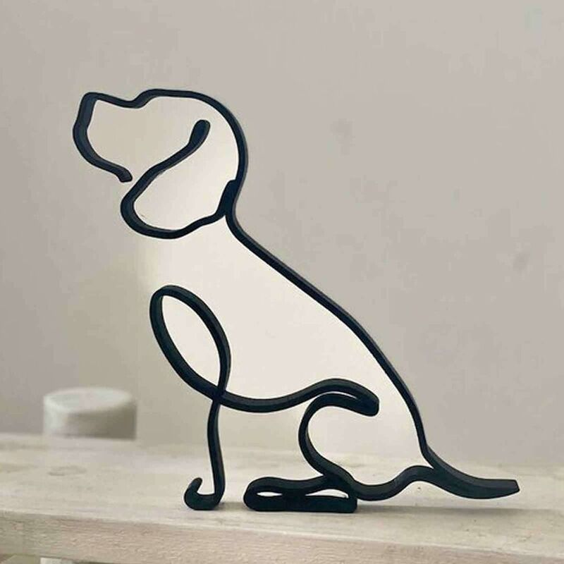 Metal Statue Abstract Dog Sculpture Animal Collection Decoration Living Room Study Desk Art Decoration