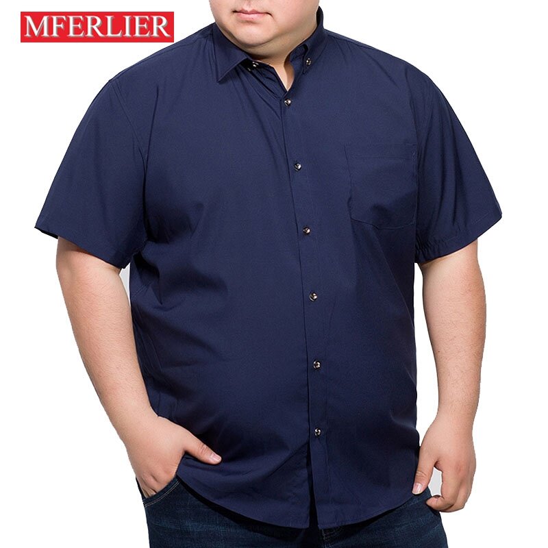 Рубашка MFERLIER мужская с коротким рукавом, короткий рукав, обхват груди 159 см, большие размеры 5XL 6XL 7XL 8XL 9XL 10XL, 5 цветов, на лето