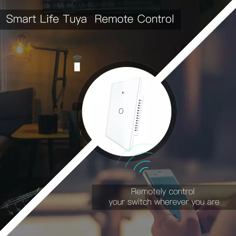 WiFi Smart Wall Light Switch, Painel de vidro, RF433 e Wi-Fi, vida inteligente, Tuya App, controle remoto, funciona com Alexa, Google Home, 1 Gang, 2 Gang, 3 Gang