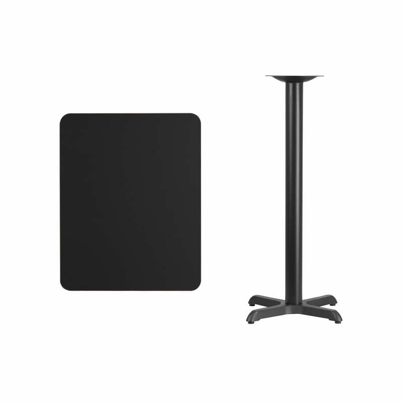 Meja Bar laminasi hitam persegi panjang 24 "x 30", Meja meja tinggi batang 22 "x 22"