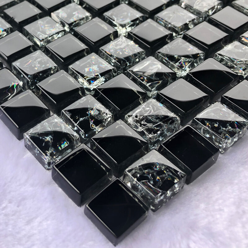 2023 neue klassische amerikanische Stil schwarze Farbe Kristallglas Mosaik fliesen für Bad/Wohnzimmer Hintergrund Wand dekorativ