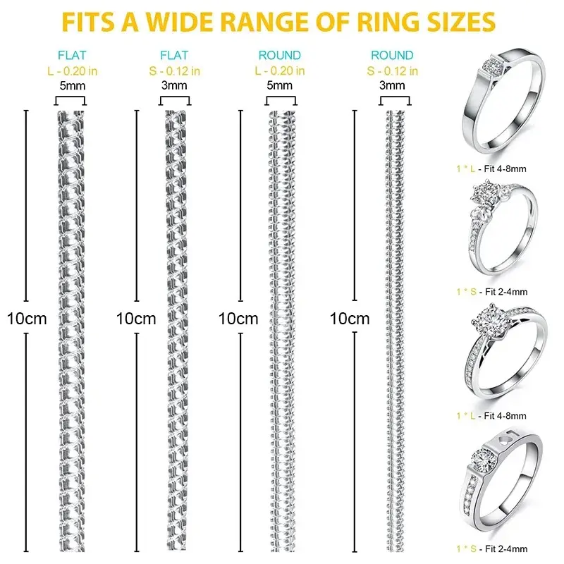 1-4 sztuk/zestaw narzędzia redukujące rozmiar pierścienia spiralne pierścienie na bazie sprężyn regulują niewidoczny przezroczysty napinacz do zmiany rozmiaru narzędzie do ochrony biżuterii