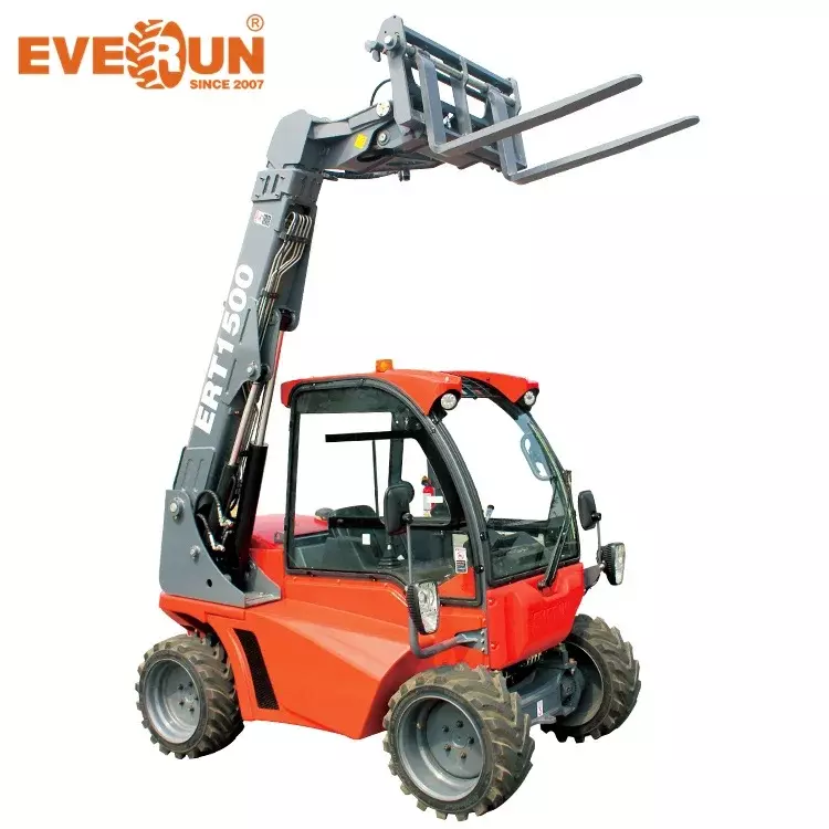 Everun-Ert1500 Boom telescópico, Telehandler compacto, Mini carregadeira telescópica de rodas, Pequenos Equipamentos Agrícolas e de Construção, 1.35Ton