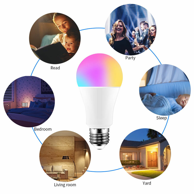 WIFI oświetlenie inteligentne Led żarówki E27 TUYA/inteligentne życie RGB + biały + ciepły Led żarówki 220v lampa do Yandex Alice automatyki Google Alexa domu