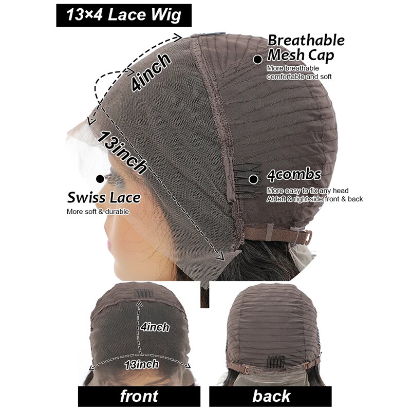 Perruque Bob Lace Front Wig 613 brésilienne naturelle, cheveux courts lisses, 13x4, bleu/rouge/violet/P4/27/ 99J/ Highlight, 180%