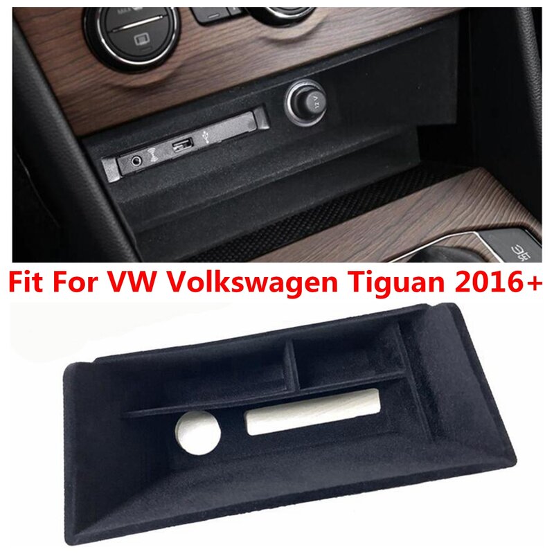 Caja de almacenamiento con Control central, contenedor con rejilla múltiple, soporte organizador, bandeja, accesorios interiores para Volkswagen VW Tiguan 2016 - 2023