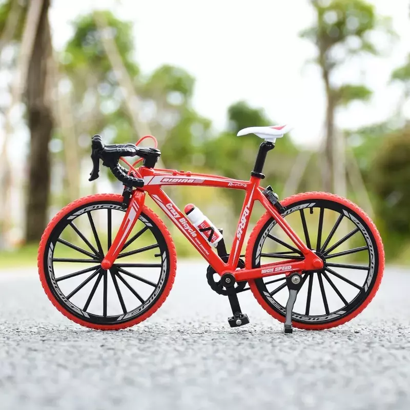 จักรยานเสือภูเขาทำจากโลหะ1:10อัลลอยด์แบบโค้งงอพับได้สำหรับแข่งจักรยานเสือภูเขารุ่นจำลองของสะสมของขวัญของเล่นสำหรับเด็ก