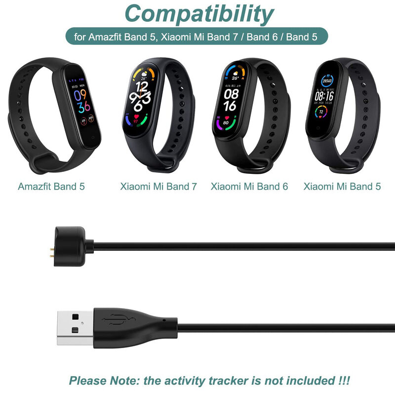 Зарядное устройство для Amazfit Band 5, Xiaomi Mi Band 7/6/5, сменный Магнитный USB-кабель для зарядки, аксессуары для Mi Band 7/6/5