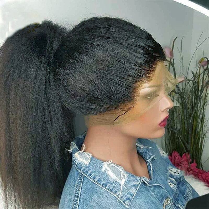 Yaki Straight Wig 360 Lace Frontal HD Human Hair Wigs Full Lace Kinky Straight Wigs Human Hair 13x6 Lace Front Brazilian Wigs