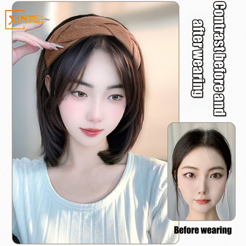 Synthetic Wigs Women's Short Style Hairband Hair Extension Fashion Bangs Fluffy One-piece Natural Increase Hair Wig Piece