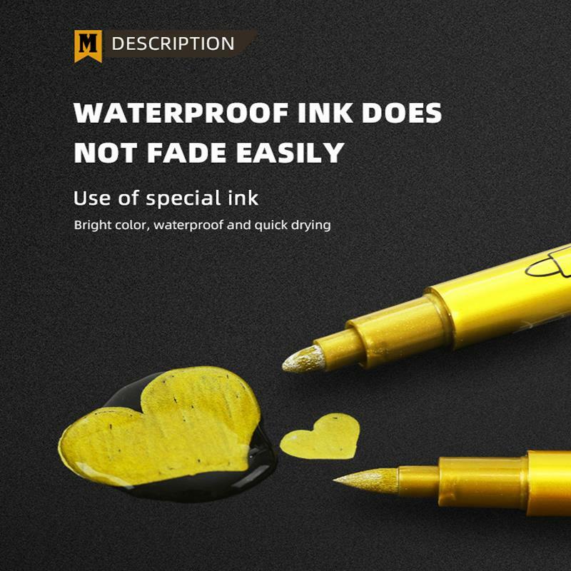 Металлическая ручка, золотистая и серебристая фоторучка для рисования, акриловая краска «сделай сам», силиконовая форма, хайлайтер, Перманентный маркер ручной работы