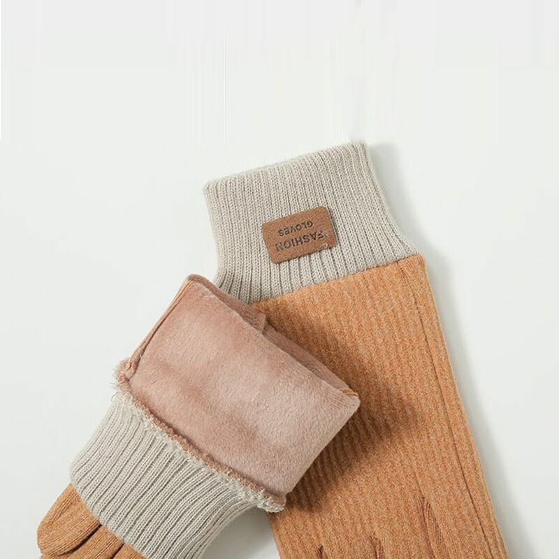 Guanti lavorati a maglia caldi del Touch Screen guanti a prova di freddo antivento addensati alla moda guanti invernali a dita intere da donna