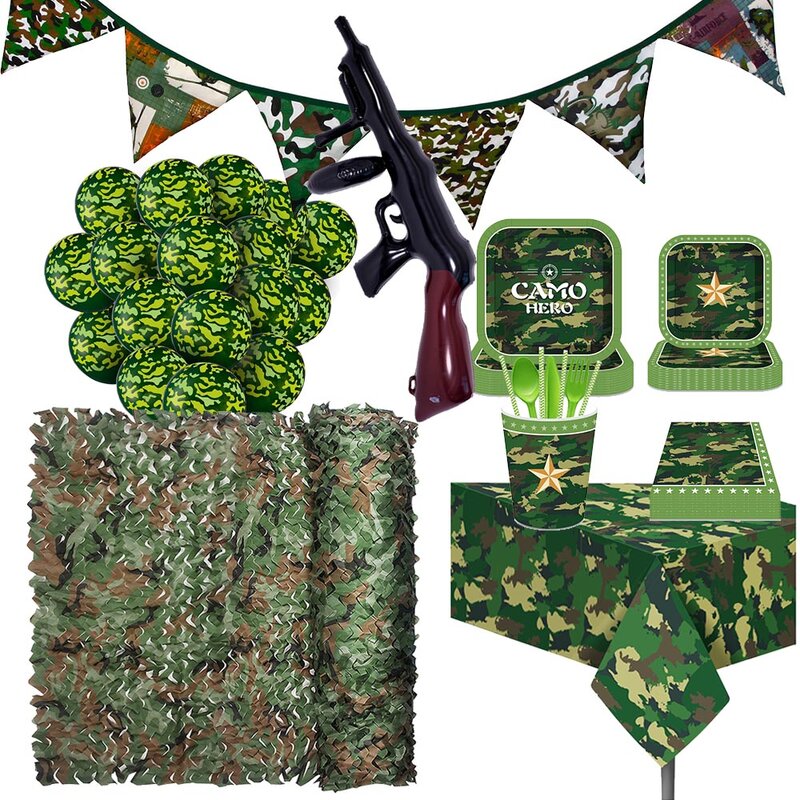 Globos de camuflaje de 12 pulgadas para exteriores, decoración de fiesta militar, temática de caza, suministros temáticos para fiestas de látex