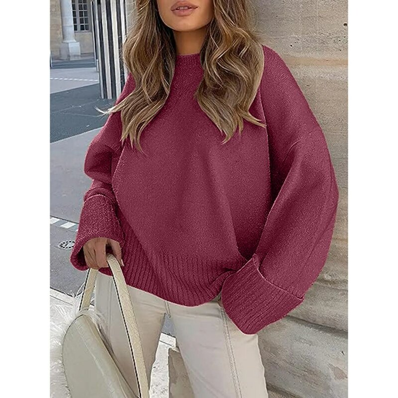 Women Cashmere Sweater Knit Pullovers Casual Loose O Neck Bat Sleeve Thick Knitted Blouse 2023 Autumn Winter Women Sweater Tops