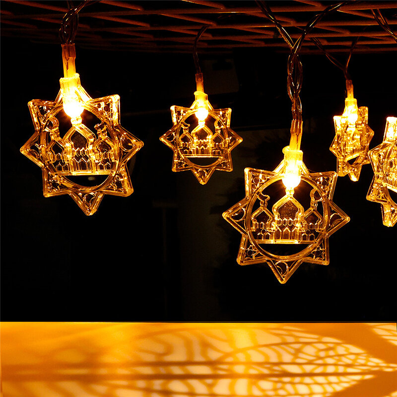 LED Lampu Tali Ramadhan Bintang Gaya Kastil Perlengkapan Pesta Acara Muslim Islam Lampu Dekorasi Pesta Lebaran