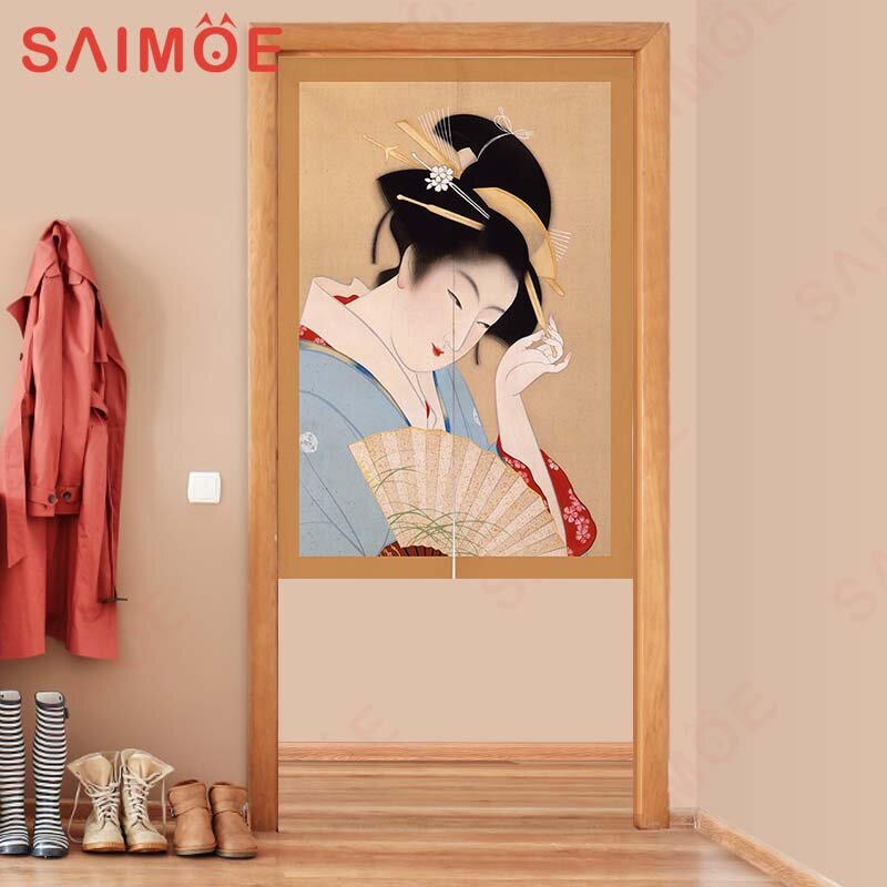 Ukiyo-e 일본 골동품 문짝 커튼 파티션 장식 걸이식 커튼, 기숙사 침실 가정용 먼지 커튼