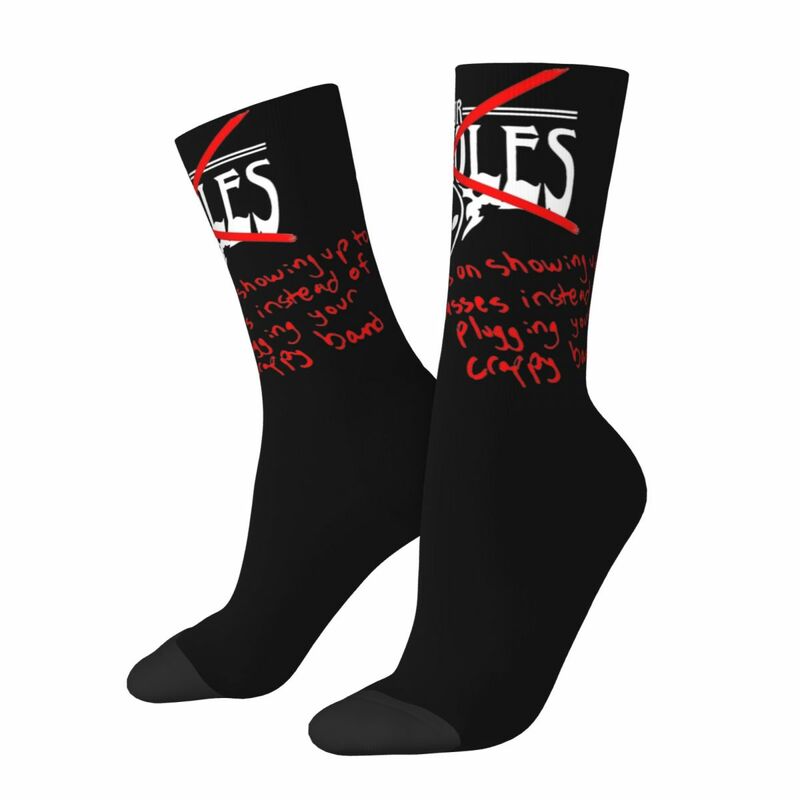 Мужские Винтажные носки с отверстиями для ушей, рок-музыкальная группа, теплые модные носки для рукописного ввода, носки в стиле Харадзюку, носки средней длины, потрясающий подарок