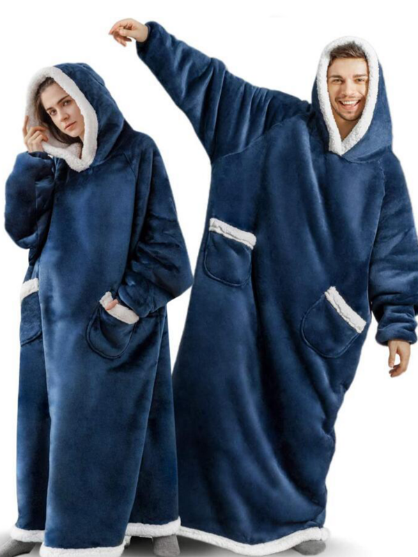Cobertor de capuz extragrande com mangas para homens e mulheres, moletom de lã quente, pulôver gigante cobertor de TV inverno