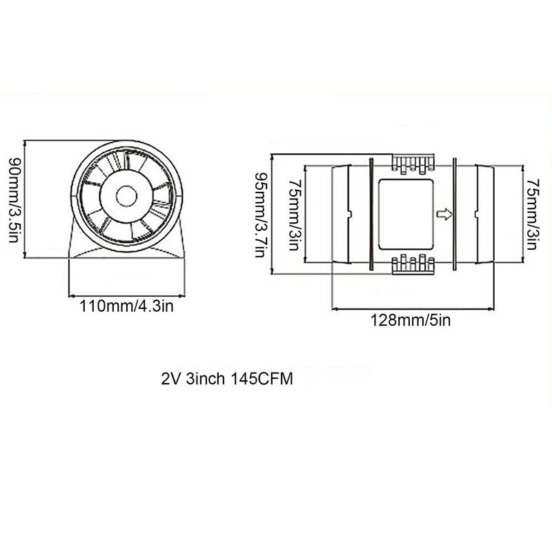12V 3'' 145CFM Exhaust Fan Cabin Ventilation For Motorhome Marine Yacht Bathroom 3.0A Maximum Draw High Volume Air Flow