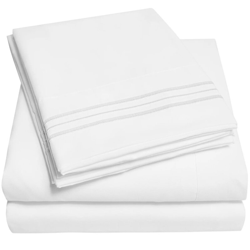 Set di lenzuola tascabili in microfibra Extra morbida-bianco, regina