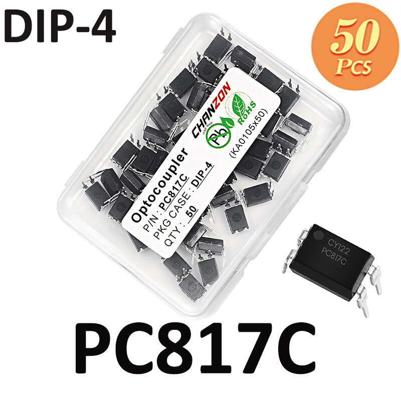 50PCS PC817 PC817C 817 817C EL817 5v Optocoupler FL817C PS817C DIP4 DIP Opto Coupler New and Original Optical Isolation IC Chip