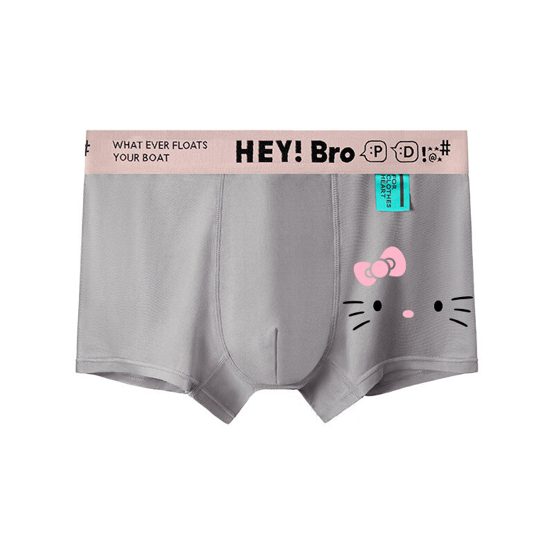 Pakaian dalam pasangan Hello Kitty kartun lucu antibakteri Gadis gaya olahraga benang huruf Modal celana segitiga aksesoris wanita