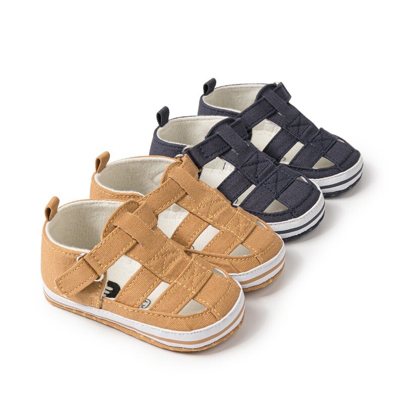 Sandálias de verão para bebê menino e menina, sola macia, antiderrapante, cor sólida, para o primeiro caminhante, sapatos de praia ao ar livre