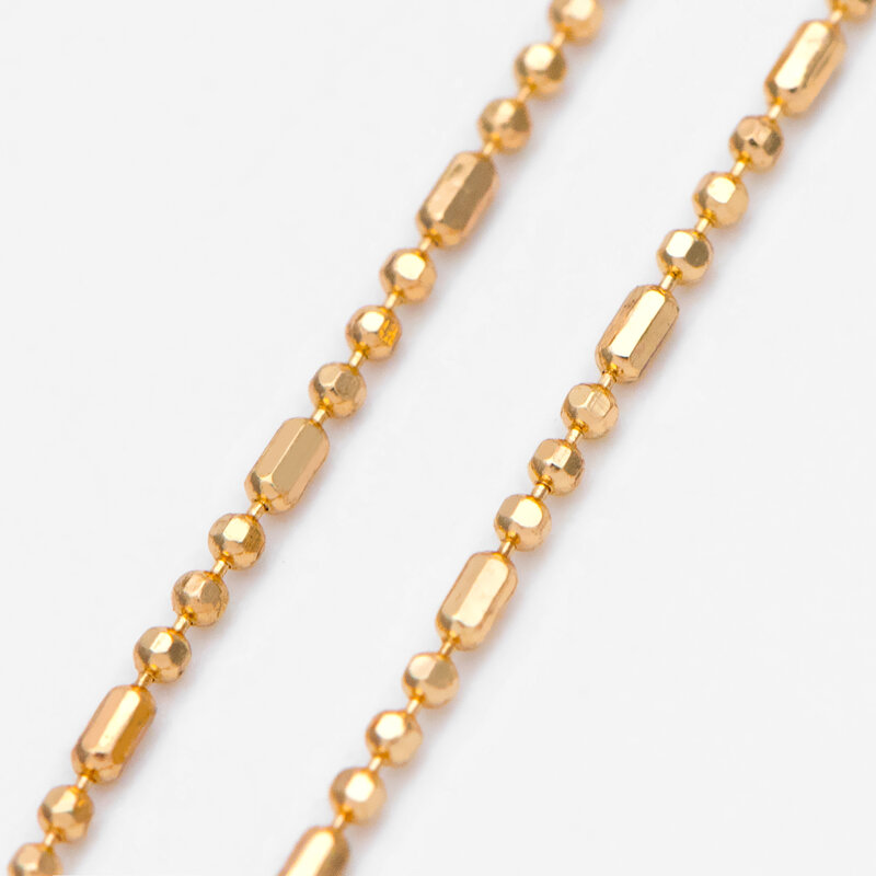 Cadenas de barra de bola de Latón chapado en oro de 1mm, cadena de collar DIY al por mayor (# LK-243-1)/ 1 metro = 3,3 pies