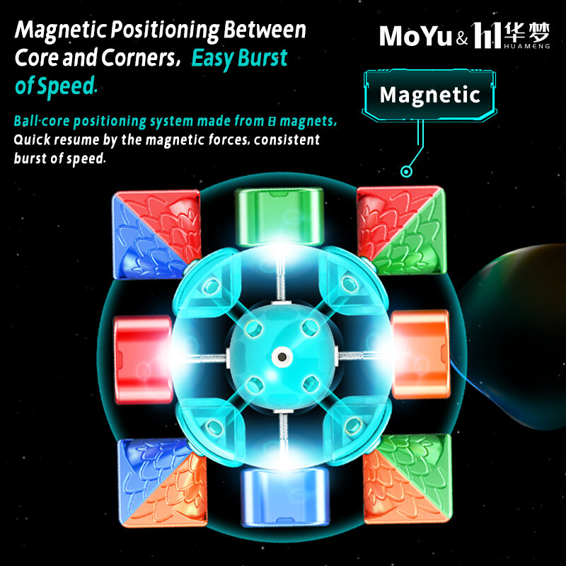 MOYU Huameng YS3M-Cube Magique Magnétique, Noyau de Boule Maglev 3x3, Jouet de Puzzle de Vitesse Professionnel 3x3x3