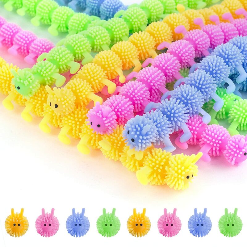 1pc TPR Caterpillars Sensory Toy Stress Relief Stretchy String Worm pops Fidget Therapy Anti Anxiety Fidget for Teenagers Adults