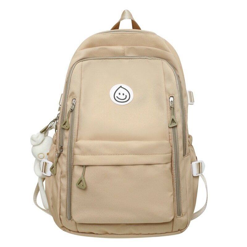 Solid Color Backpack Schoolbag Junior High School Students' Large Capacity Tooling Trend Fashion Street Backpacks