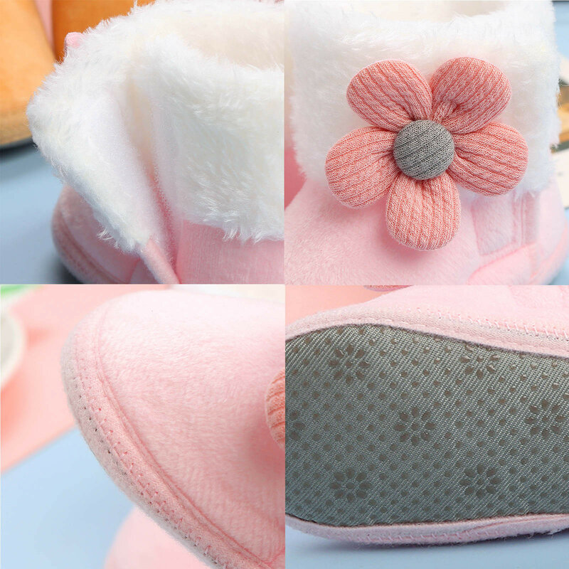 Cute Princess baby shoes soft winter toddler shoes Baby girls with cashmere socks shoes Newborn Warming Shoes For 6 12 18 Months