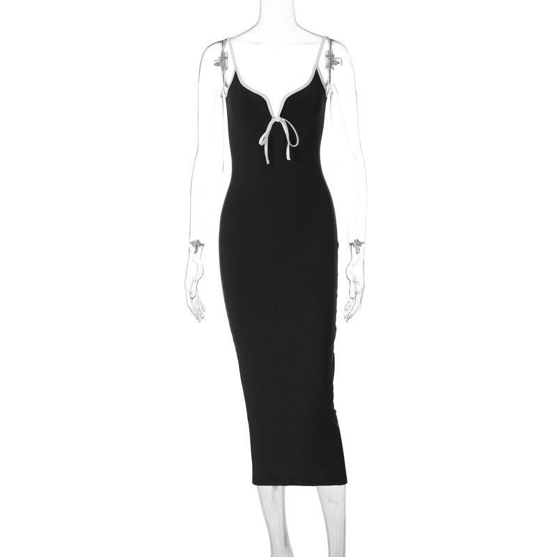 Платье TARUXY женское вечернее с V-образным вырезом, пикантное приталенное Макси-Платье на бретелях, с разрезом, с бантом, с открытой спиной, наряд для отпуска