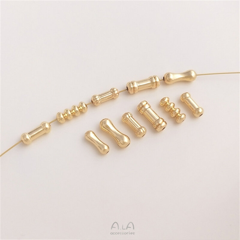 14k ouro-coberto tubo reto separado grânulo bambu junta osso de abóbora através do furo tubo grânulo diy jóias acessórios